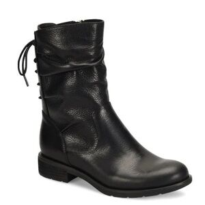 NEW $190 SOFFT Sharnell Black Leather Slouch Lace up low heel boots women sz 6